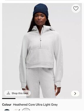 lululemon xs/s athletica Light Gray Cropped Half-Zip Hoodie